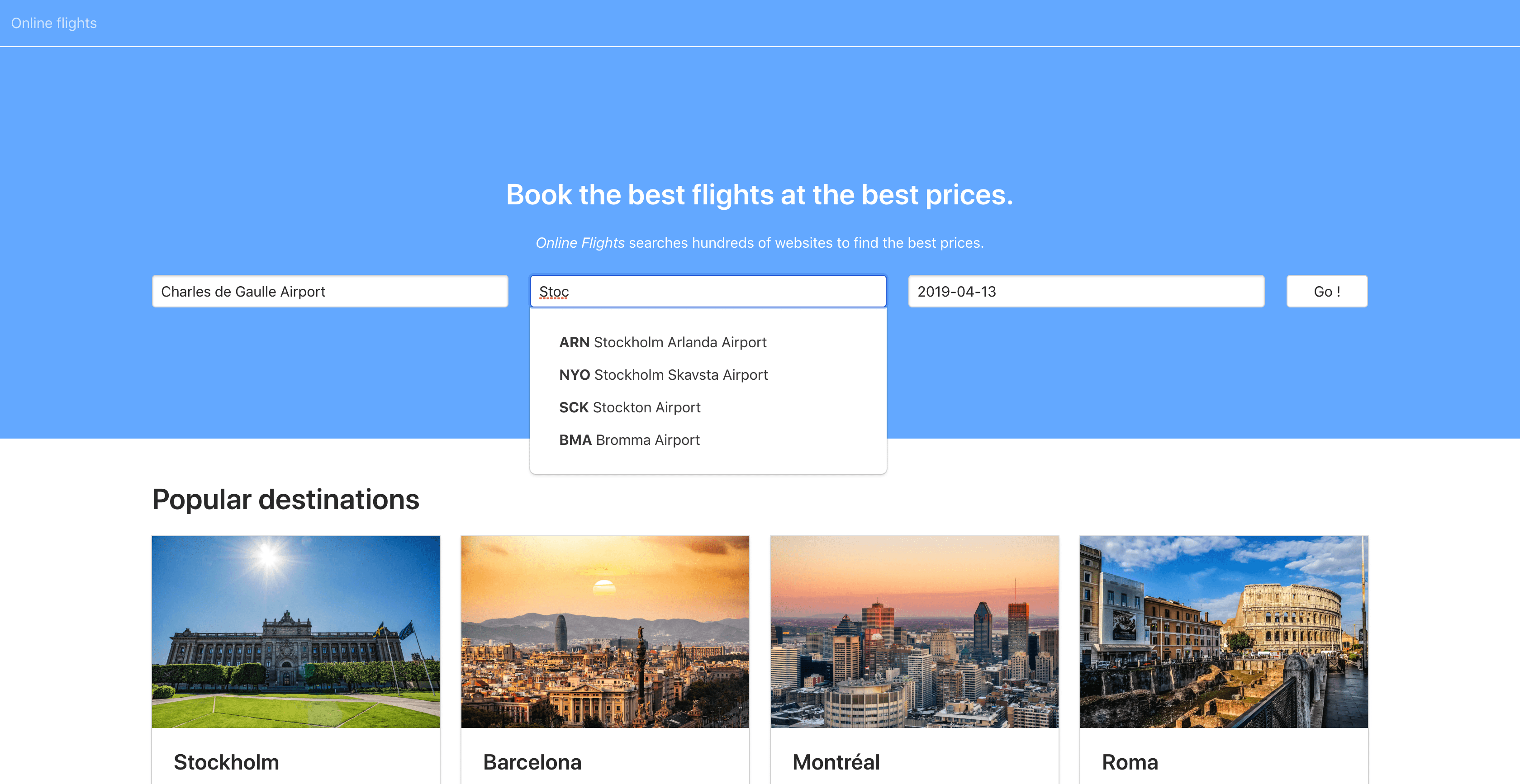 Online flights application built with Redux Saga